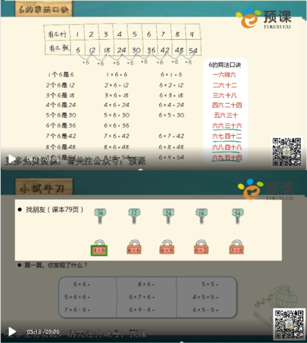 北师大数学课6-9的乘法