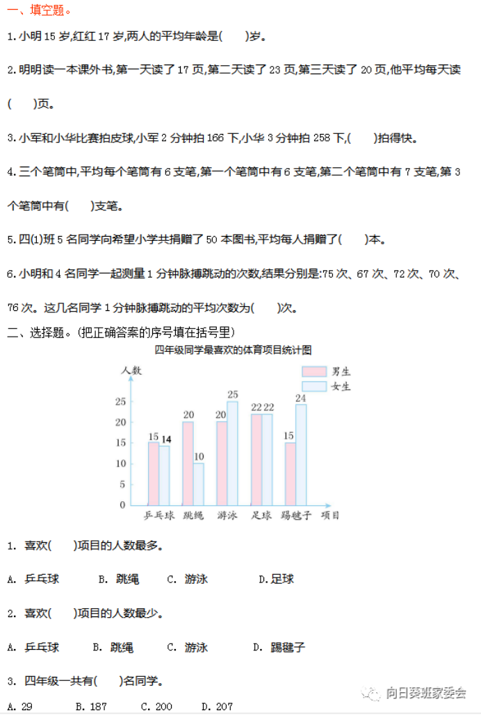 人教版数学四年级下册复习资料