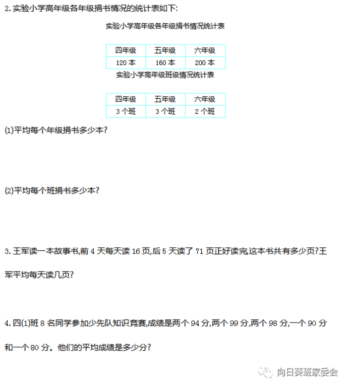 人教版数学四年级下册复习资料